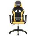 MASUJĄCY FOTEL GAMINGOWY CZARNO-ZŁOTY SZTUCZNA SKÓRA