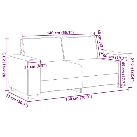 VidaXL Sofa dwuosobowa, czerwono-pomarańczowa, 140 cm