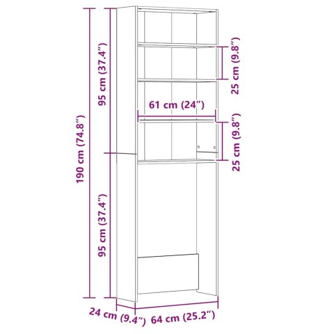 SZAFKA NA PRALKĘ KOLOR DĄB SONOMA 64X24X190CM