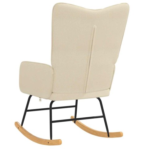 FOTEL BUJANY KREMOWY TAPICEROWANY TKANINĄ