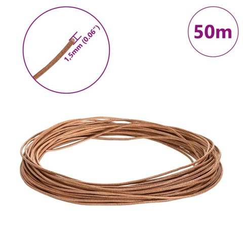 VidaXL Sznur skórzany Brązowy Ø1,5 mm x 50 m Skóra