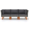 3-OSOBOWA SOFA OGRODOWA Z PODUSZKAMI POLIRATTAN SZARA