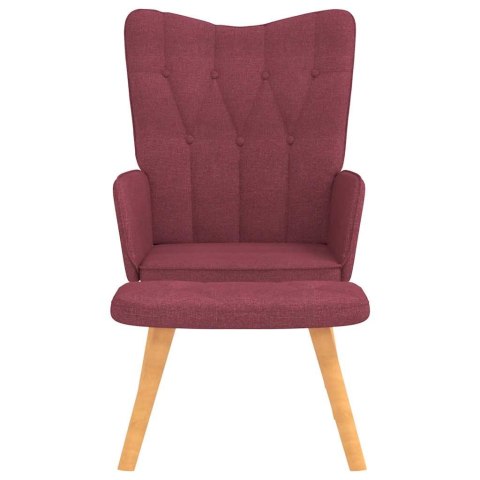VidaXL Fotel z podnóżkiem, winna czerwień, obity tkaniną