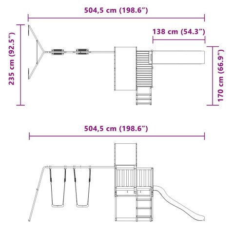 VidaXL Plac zabaw do ogrodu, lite drewno daglezjowe