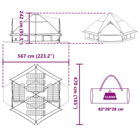 NAMIOT TEEPEE Z DACHEM NIEBIESKI I SZARY 490X410X210CM