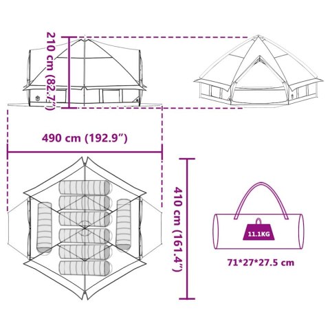 NAMIOT TEEPEE Z DACHEM SZARY I POMARAŃCZOWY 490X410X210CM