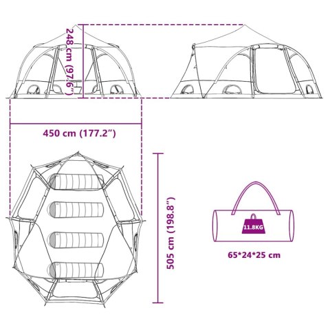 NAMIOT KOPUŁOWY SZARY I POMARAŃCZOWY 505X450X248CM