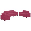 VidaXL Sofa 3 pcs Czerwony Wiatr Tkanina lniana