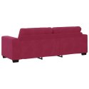 VidaXL Sofa 3 pcs Czerwony Wiatr Tkanina lniana