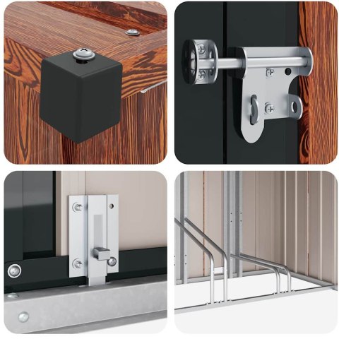 SHED NA ROWER 3 SZT. BRĄZOWY 215X206X157CM METAL