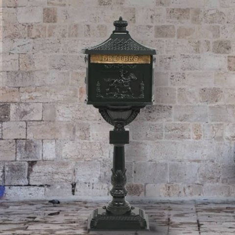 SKRZYNKA NA LISTY NA SŁUPKU W STYLU VINTAGE ALUMINIUM ZIELONA