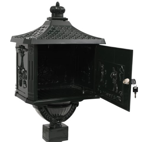 SKRZYNKA NA LISTY NA SŁUPKU W STYLU VINTAGE ALUMINIUM ZIELONA