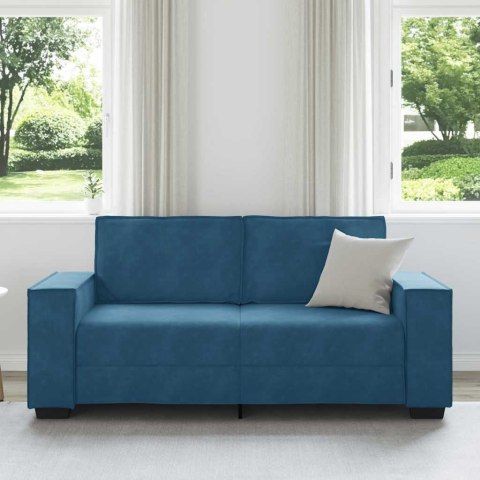 VidaXL Sofa 2-osobowa, niebieski, 140 cm, tapicerowana aksamitem