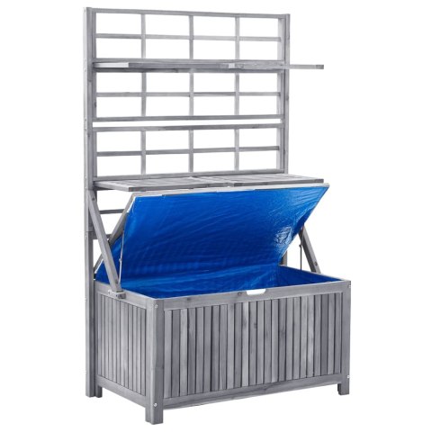 SKRZYNIA Z KRATKĄ 99X55X160CM SZARA DREWNO AKACJOWE