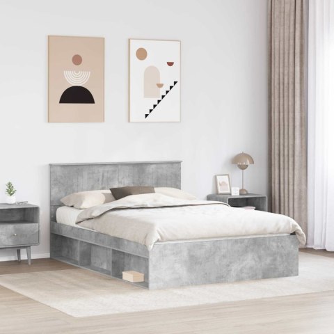 VidaXL Ramka łóżka Betonowy 140 x 190 cm Lite drewno sosnowe