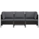 VidaXL 3-osobowa sofa ogrodowa z poduszkami, szara, polirattanowa