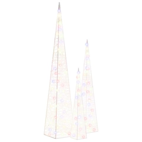 VidaXL Zestaw stożków dekoracyjnych, kolorowy, LED, 60/90/120 cm
