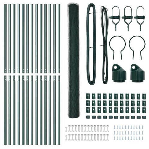 OGRODZENIE Z SŁUPKAMI ZIELONY 1.5X25M STAL POKRYTA PCV