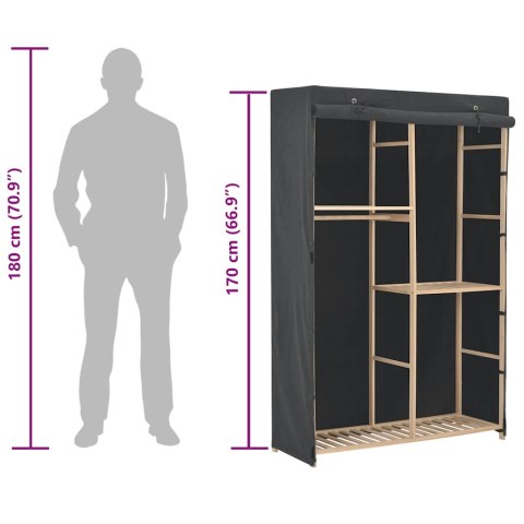 3-POZIOMOWA SZAFA NA UBRANIA SZARA 110X40X170CM TKANINA