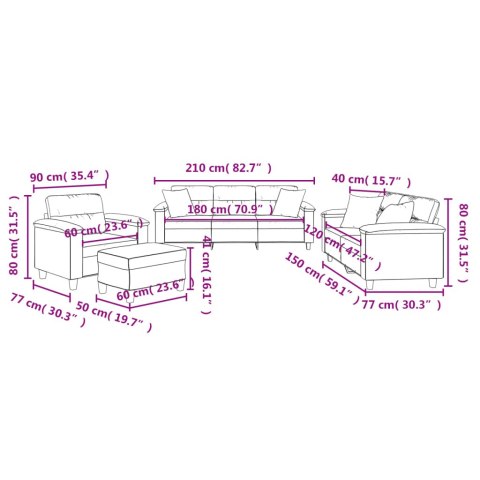 VidaXL 4-częściowy komplet wypoczynkowy, czarny, mikrofibra