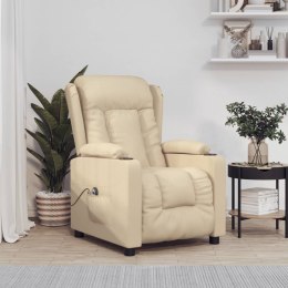 VidaXL Elektryczny fotel rozkładany, kremowy, obity tkaniną
