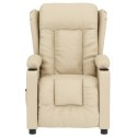 VidaXL Elektryczny fotel rozkładany, kremowy, obity tkaniną