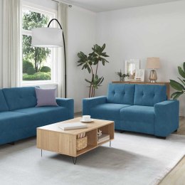 VidaXL Sofa 3 pcs Niebieski Tkanina lniana