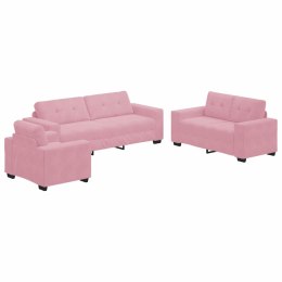 VidaXL Sofa 3 pcs Różowy Tkanina lniana