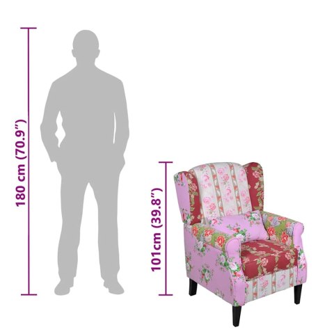 FOTEL PATCHWORKOWY Z KWIATOWYMI MOTYWAMI MATERIAŁOWY