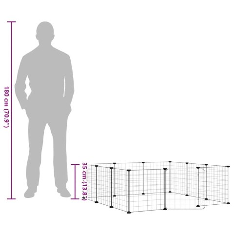 KLATKA DLA ZWIERZĄT Z BRAMKĄ 12 PANELI CZARNA 35X35CM STAL