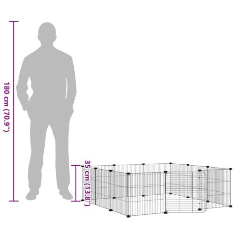 KLATKA DLA ZWIERZĄT Z BRAMKĄ 12 PANELI CZARNA 35X35CM STAL