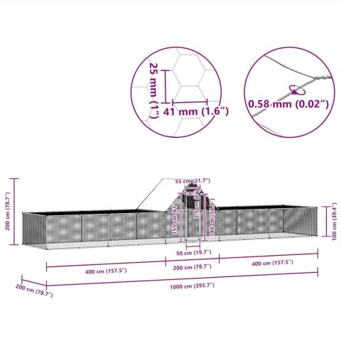 WOLIERA DLA KUR 10X2X2 M GALWANIZOWANA STAL