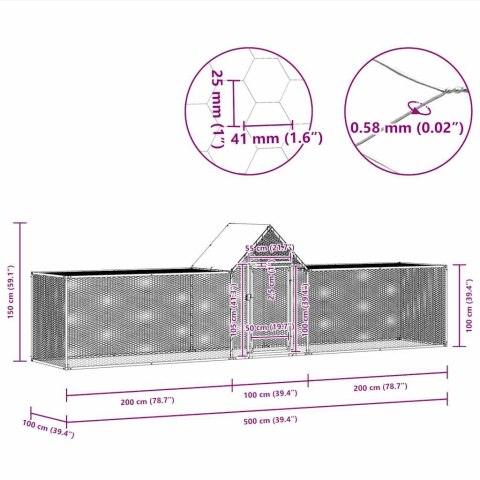 WOLIERA DLA KUR 5X1X1,5M GALWANIZOWANA STAL