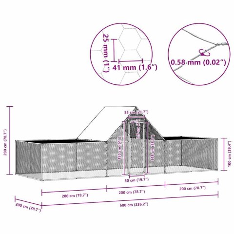 WOLIERA DLA KUR 6X2X2M GALWANIZOWANA STAL