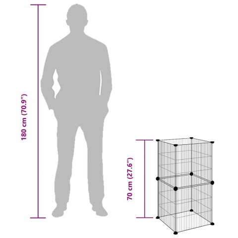 KLATKA DLA ZWIERZĄT 8 PANELI CZARNA 35X35CM STALOWA