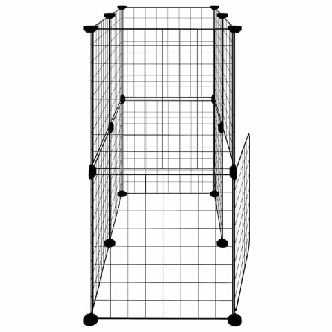 KLATKA DLA ZWIERZĄT Z BRAMKĄ 12 PANELI CZARNA 35X35CM STAL