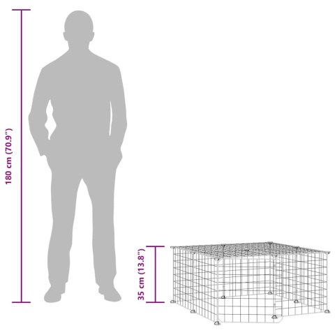 KLATKA DLA ZWIERZĄT Z BRAMKĄ 12 PANELI CZARNA 35X35CM STAL