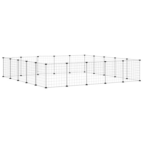 KLATKA DLA ZWIERZĄT Z BRAMKĄ 20 PANELI CZARNA 35X35CM STAL