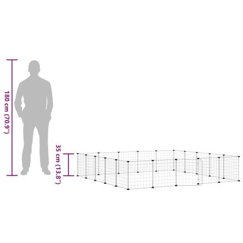 KLATKA DLA ZWIERZĄT Z BRAMKĄ 20 PANELI CZARNA 35X35CM STAL