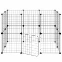 KLATKA DLA ZWIERZĄT Z BRAMKĄ 20 PANELI CZARNA 35X35CM STAL