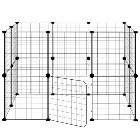 KLATKA DLA ZWIERZĄT Z BRAMKĄ 20 PANELI CZARNA 35X35CM STAL