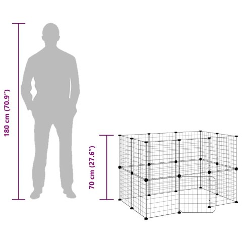 KLATKA DLA ZWIERZĄT Z BRAMKĄ 20 PANELI CZARNA 35X35CM STAL