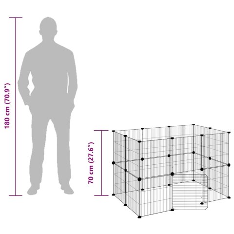 KLATKA DLA ZWIERZĄT Z BRAMKĄ 20 PANELI CZARNA 35X35CM STAL