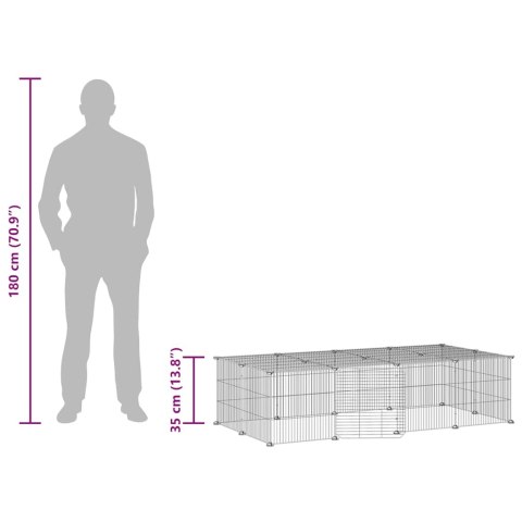 KLATKA DLA ZWIERZĄT Z BRAMKĄ 20 PANELI CZARNA 35X35CM STAL