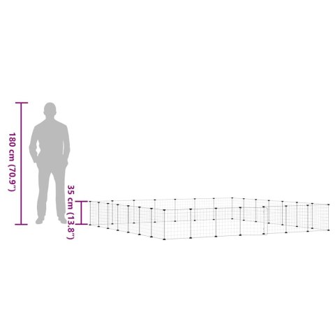 KLATKA DLA ZWIERZĄT Z BRAMKĄ 28 PANELI CZARNA 35X35CM STAL