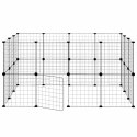 KLATKA DLA ZWIERZĄT Z BRAMKĄ 28 PANELI CZARNA 35X35CM STAL