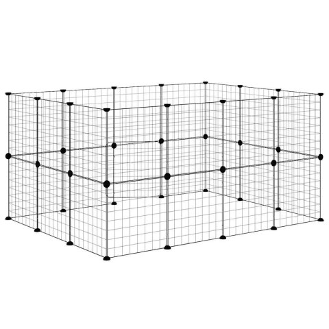KLATKA DLA ZWIERZĄT Z BRAMKĄ 28 PANELI CZARNA 35X35CM STAL