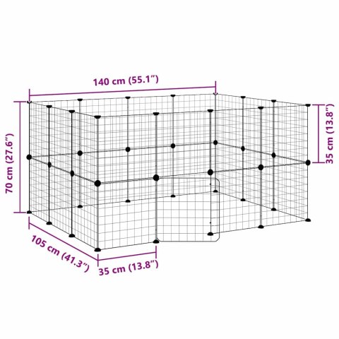 KLATKA DLA ZWIERZĄT Z BRAMKĄ 28 PANELI CZARNA 35X35CM STAL