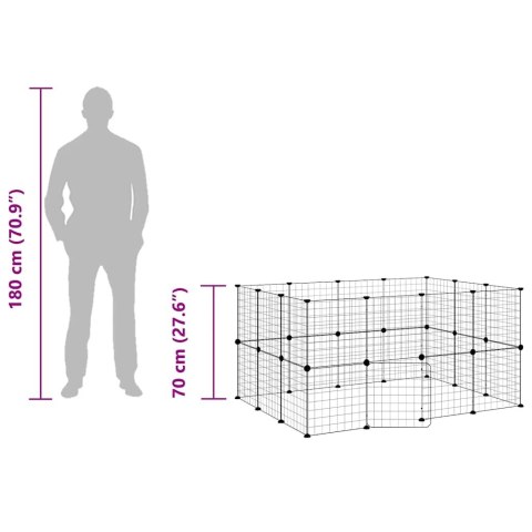 KLATKA DLA ZWIERZĄT Z BRAMKĄ 28 PANELI CZARNA 35X35CM STAL