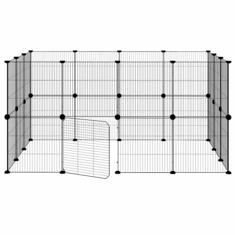 KLATKA DLA ZWIERZĄT Z BRAMKĄ 28 PANELI CZARNA 35X35CM STAL